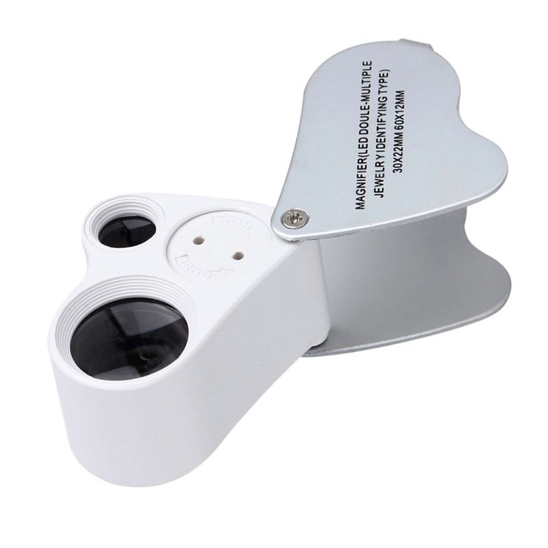 EnTeck 30X 60X Dual Lens LED Illuminated Jewelry Magnifier, Pocket Microscope Magnifying Jewelers Eye Loupe Glasses - Image 4